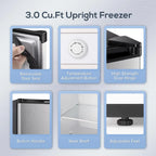 Auseo Countertop Mini Freezer, 3.0 Cu.ft, Silver