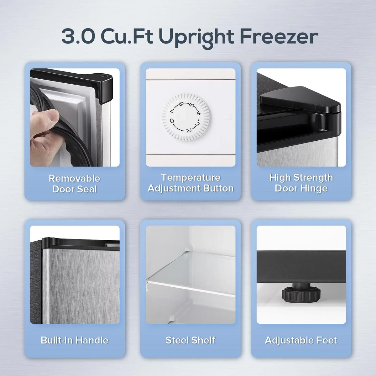 Auseo Countertop Mini Freezer, 3.0 Cu.ft, Silver