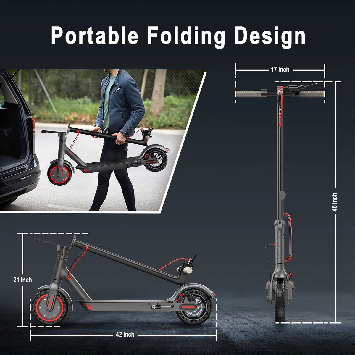 AOVOPRO Foldable Electric Scooter For Adults, 350W, 8.5 inch, 21 Miles Range - ES80