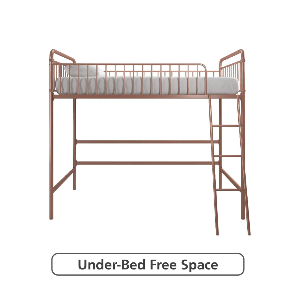 Better Homes & Gardens Twin Metal Loft Bed, Rose Gold - Kelsey