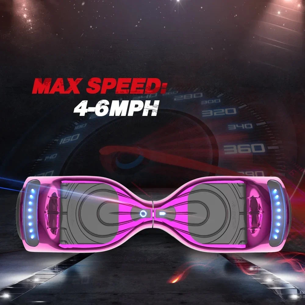 Hoverstar Hoverboard 6.5 In Bluetooth Speaker LED Light Chrome Pink - Flash Wheel