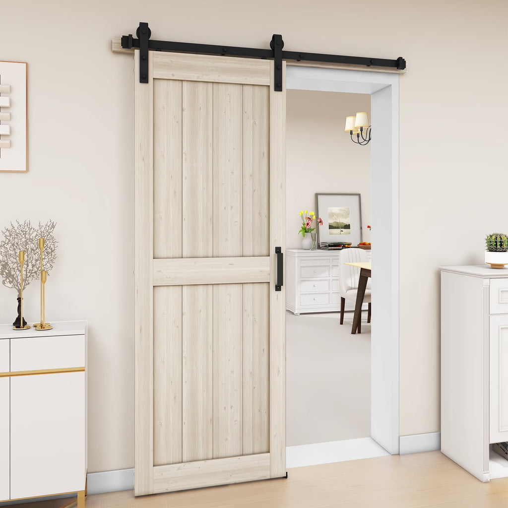 Uforic Sliding Barn Door With Hardware Kit, 48 x 84 in, Gray