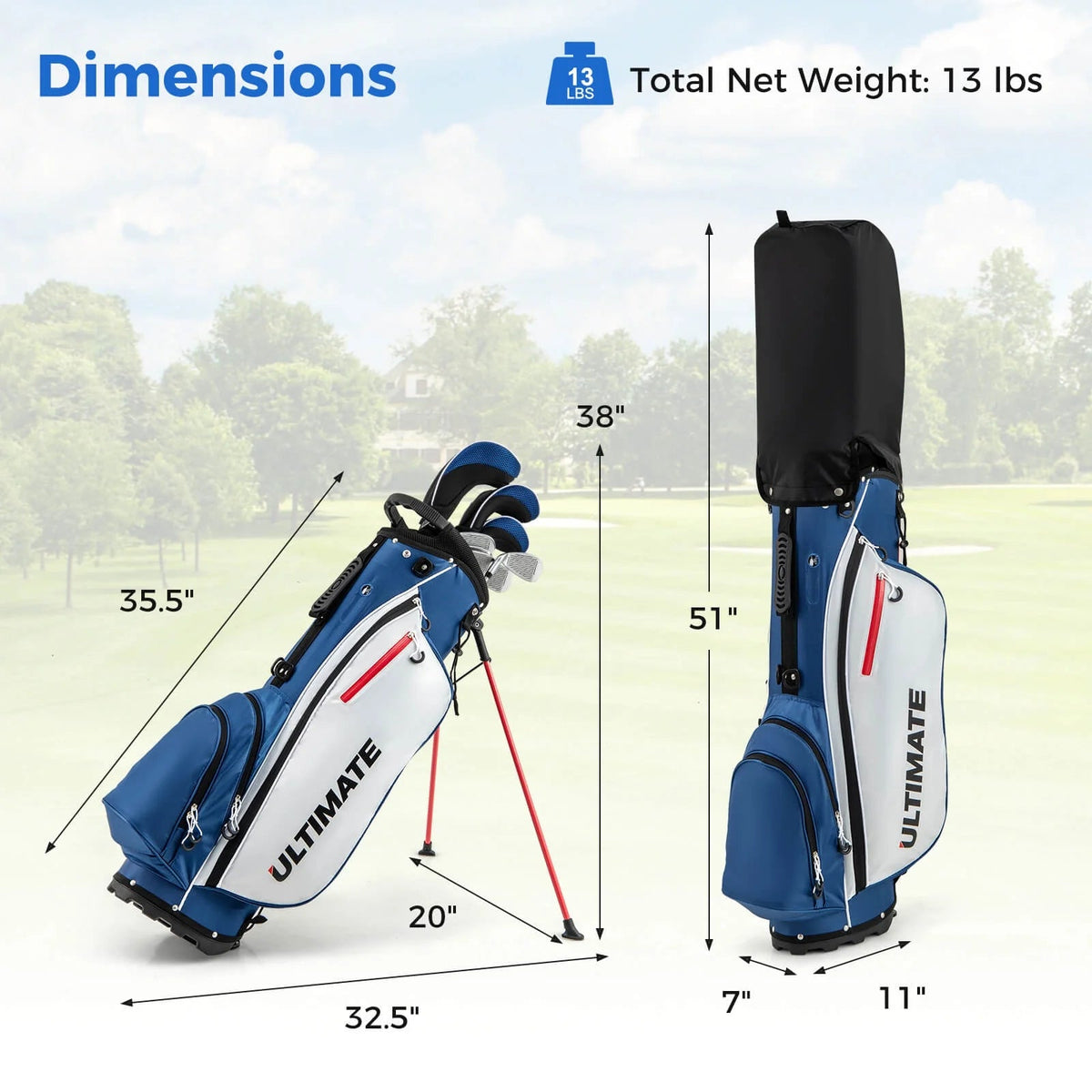 Costway Men's Complete Golf Club Set 10 Pieces With 460cc Alloy Driver