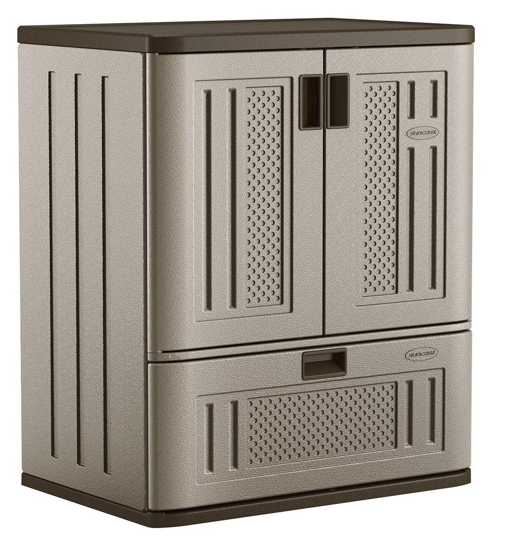 Suncast Single Drawer Resin Base Storage Cabinet - Platinum Metallic