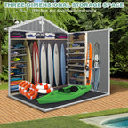 Seizeen Resin Outdoor Storage Shed With Floor, Light Gray, 82 in H