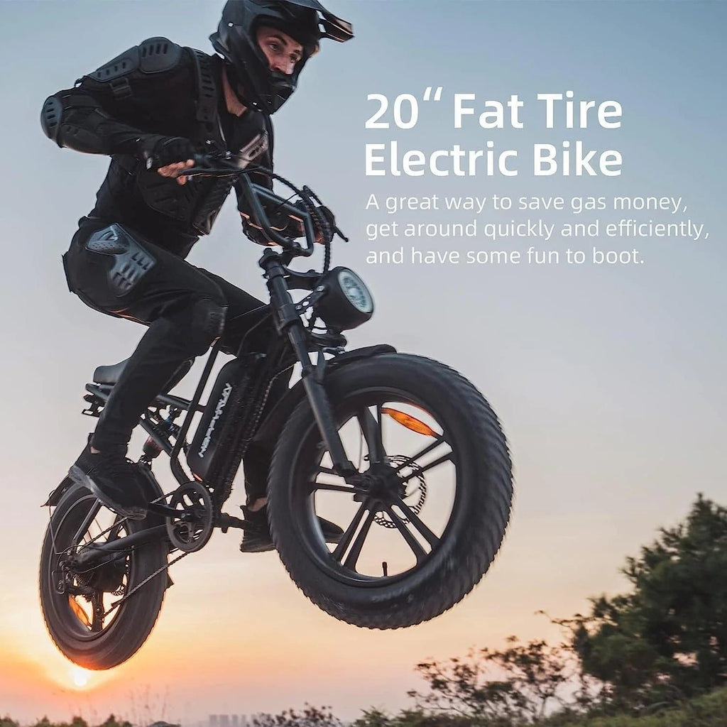 Electric Bike For Adults 750W 48V 18Ah, 20-Inch Fat Tires, 20 MPH, 68-Mile Range