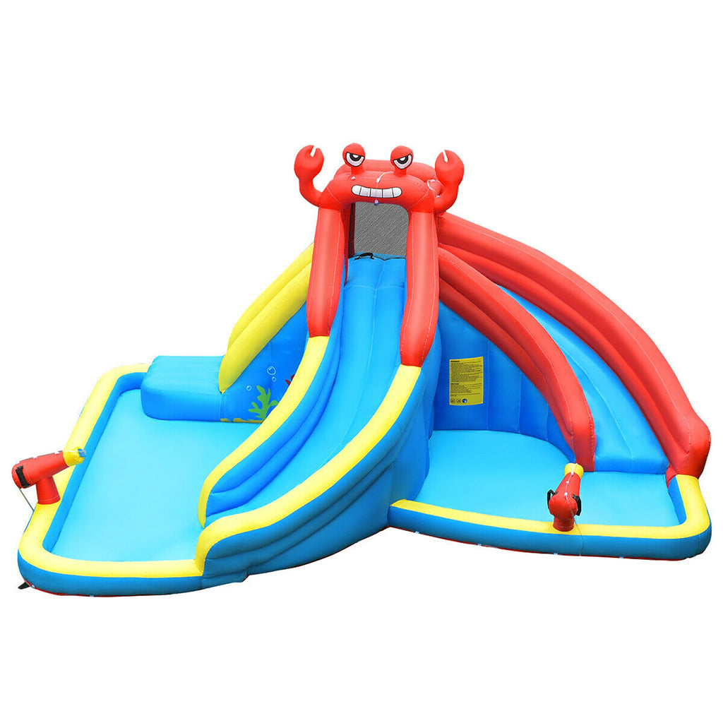 Costway Inflatable Crab Dual Slide Water Park Bounce House With Splash Pools, 197 x 157.5 x 98.5 in, 950W Blower