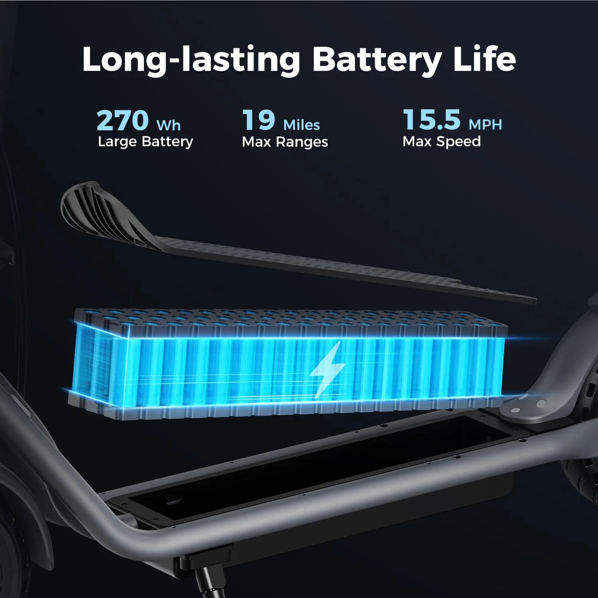 Jasion Electric Kick Scooter, 500W Peak, Up To 15.5 MPH, 19 Miles, Grey - JS2