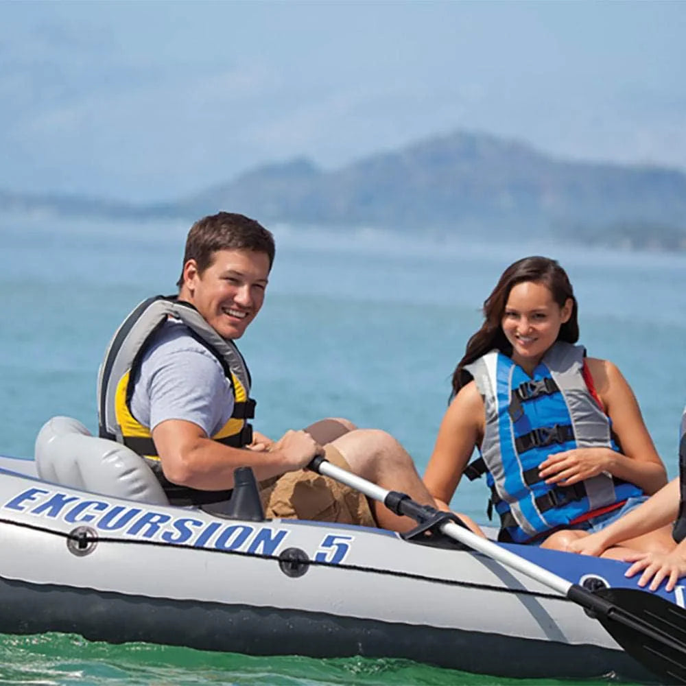 Intex Excursion 5 Inflatable Boat, 5 Person, 12ft x 5ft 6in x 1ft 5in, 54in Oars - Excursion 5