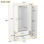 3-Door Mirror Wardrobe With Shelves And 2 Drawers - White Or Gray