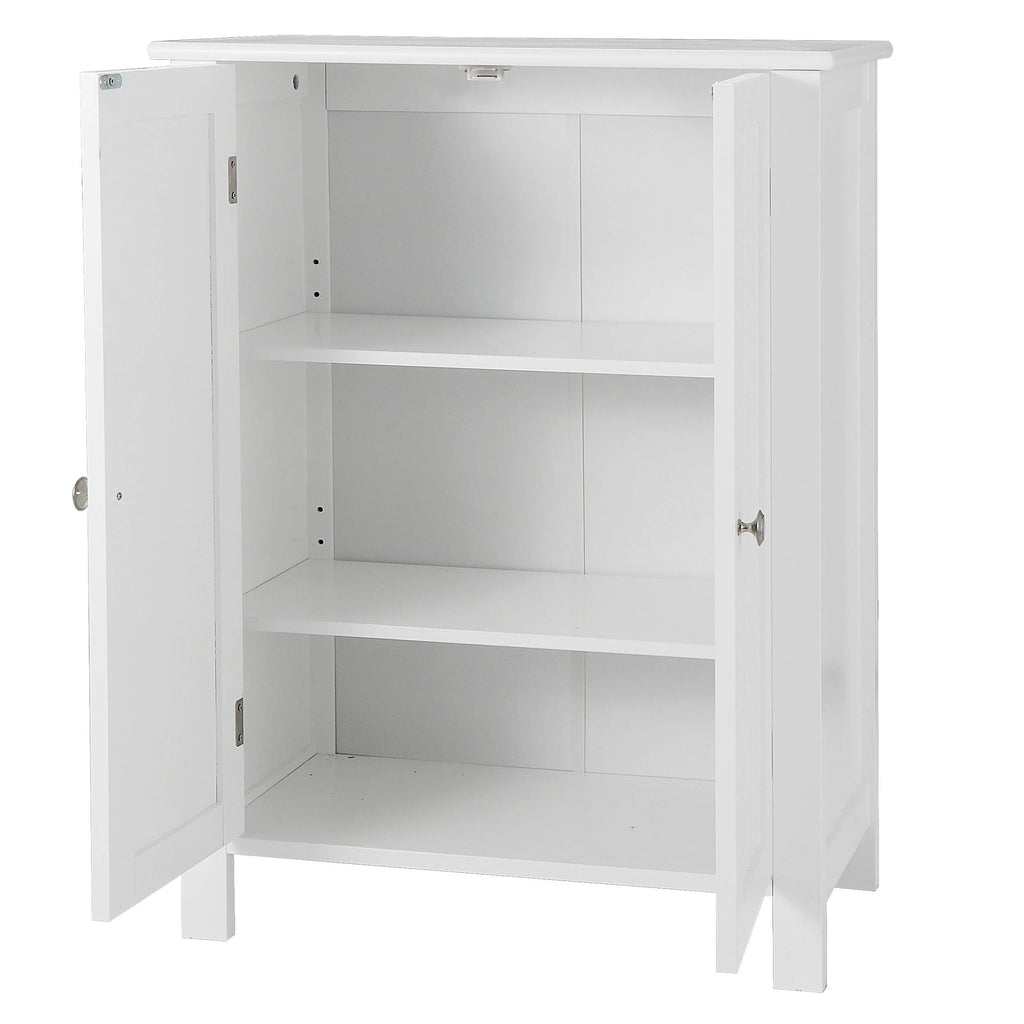 HomGarden 2-Door Bathroom Floor Storage Cabinet With Adjustable Shelves, 11.8in W, White
