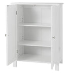 HomGarden 2-Door Bathroom Floor Storage Cabinet With Adjustable Shelves, 11.8in W, White