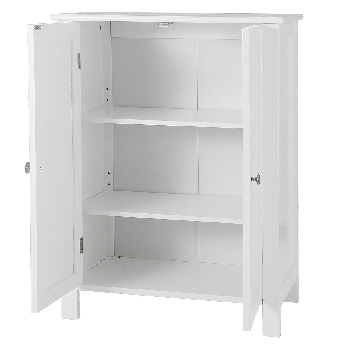 HomGarden 2-Door Bathroom Floor Storage Cabinet With Adjustable Shelves, 11.8in W, White