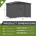 U-MAX 8 x 6 ft. Wood Grain Outdoor Metal Storage Shed With Lockable Door