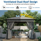 Outdoor Patio Gazebo With Mosquito Netting And Privacy Screens, 10'x10', Grey