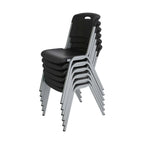 Lifetime Steel-Framed Indoor/Outdoor Commercial Grade Stacking Chairs, Black & Silver, Set Of 14 - 80569