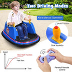 12V Toddler Battery Powered Bumper Car With Dual Joysticks And 360 Degree Spin