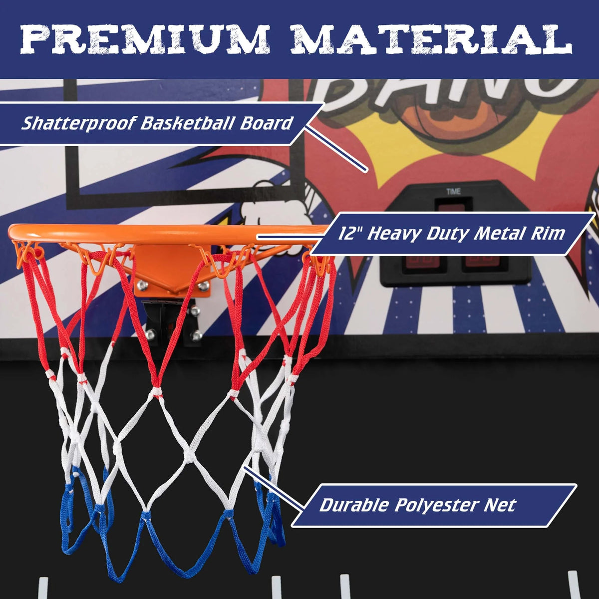 Costway Dual Shot Basketball Arcade Game, Blue, 8 Game Modes, 81in x 43in x 81in