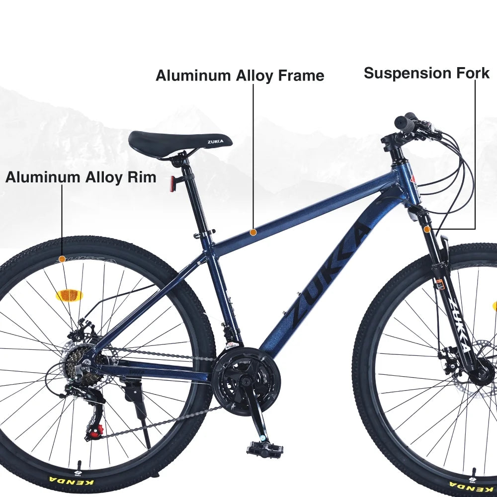 Men's 27.5 in Mountain Bike - 21-Speed Aluminum Alloy Frame, Front Suspension, Double Disc Brakes