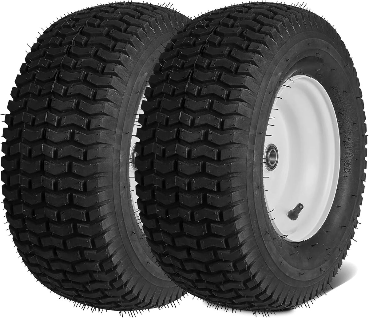 Lawn Mower Tire And Wheel Assemblies 15 x 6-6 in, 2-Pack, 3 in Centered Hub - 16 PCS Adapters