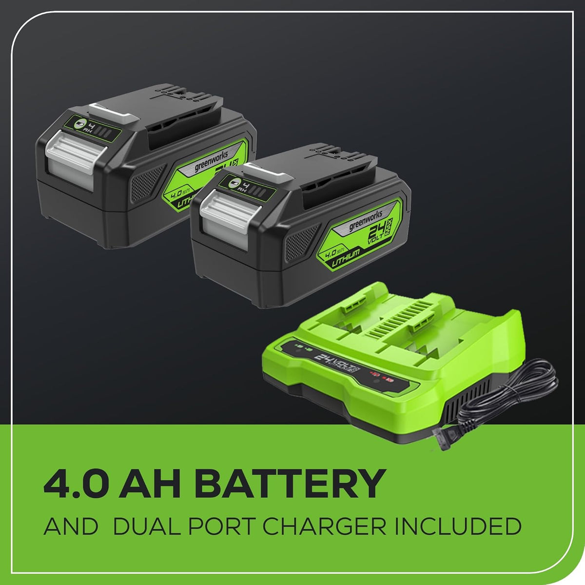 Greenworks 48V (24V x 2) Cordless Brushless Leaf Blower Vacuum Mulcher, 520 CFM / 240 MPH With 2 4.0Ah Batteries And Dual Port Charger