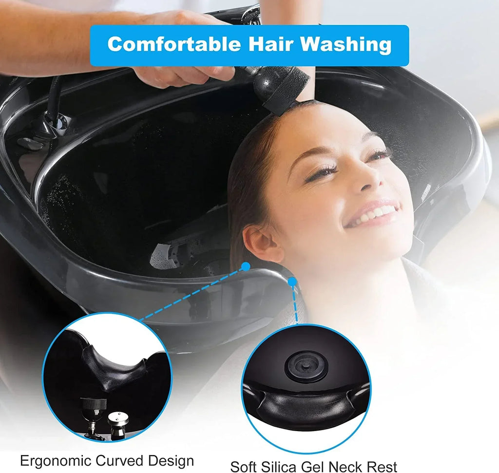 AW Wall-Mounted Shampoo Bowl Kit With Sprayer, Neck Rest And CUPC Vacuum Breaker