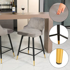 EiweLive Counter Height Swivel Bar Stools With Back, Gray Velvet, Set Of 4 - 25 in