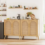Rovaurx Set Of 2 Rattan Storage Cabinets With Doors