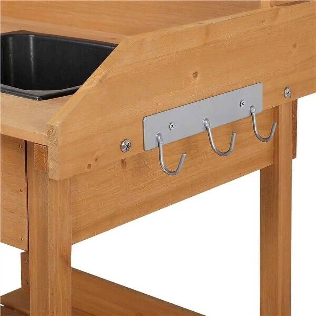 Veado Potting Bench With Sink, Drawer, Rack And Shelves, 45.2 x 17.7 x 47.6 in - Natural Wood