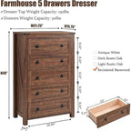 Farmhouse Engineered Wood 5-Drawer Dresser, 15.75in D x 31.25in W x 48in H