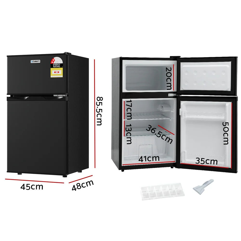 Devanti Bar Fridge Mini Freezer Refrigerator, 80L, Black