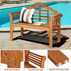 4 FT Folding Outdoor Eucalyptus Wood Bench, Natural, 2-Person - 49 in x 21 in x 38 in