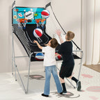 Costway Dual Shot Basketball Arcade Game, Blue, 8 Game Modes, 81in x 43in x 81in