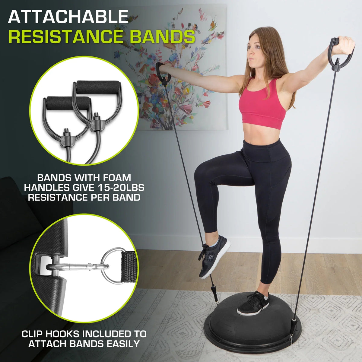 ProsourceFit Balance Trainer With Resistance Bands - Black