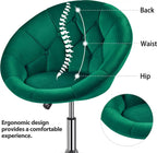 HOMEZY Tufted Swivel Vanity Chair, Black - Height Adjustable, 360-Degree
