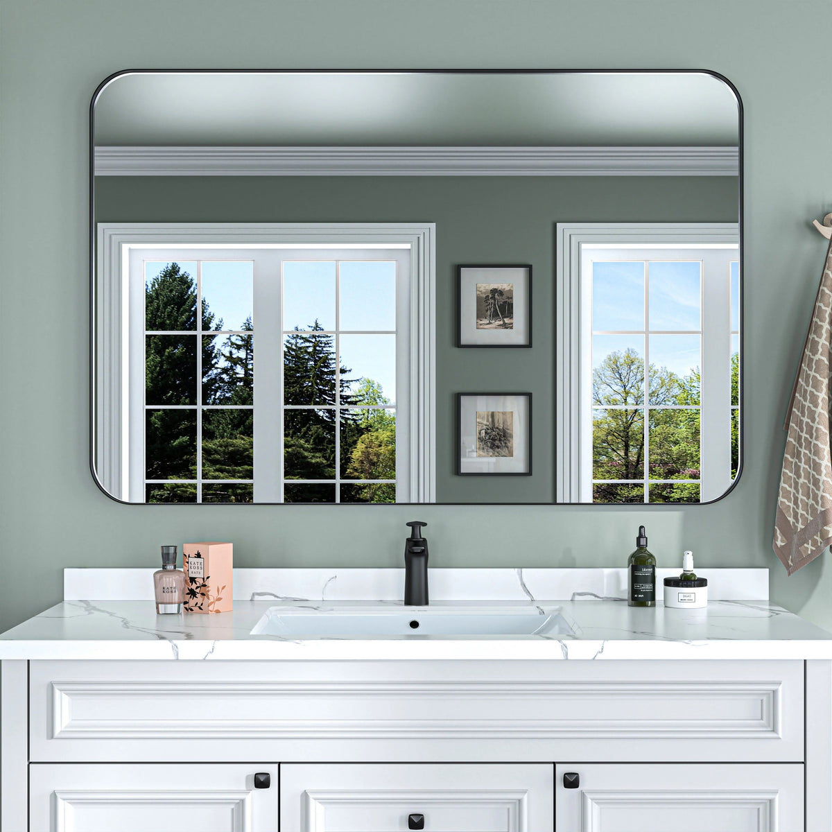 Aluminum Alloy Rounded Corner Wall Vanity Mirror