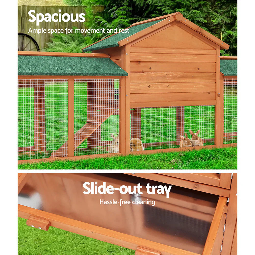 i.Pet Wooden Pet Hutch, 220 x 52 x84 cm