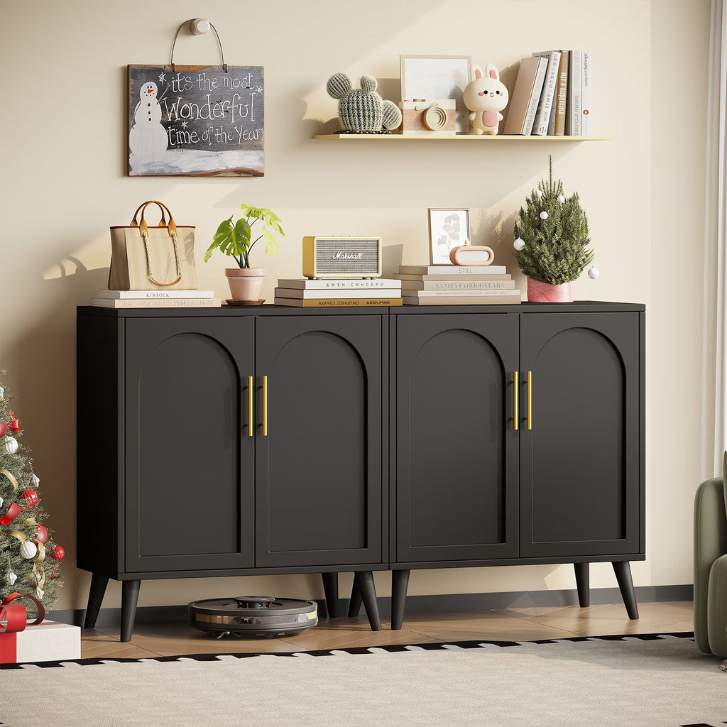 Rovaurx Set Of 2 Rattan Storage Cabinets With Doors