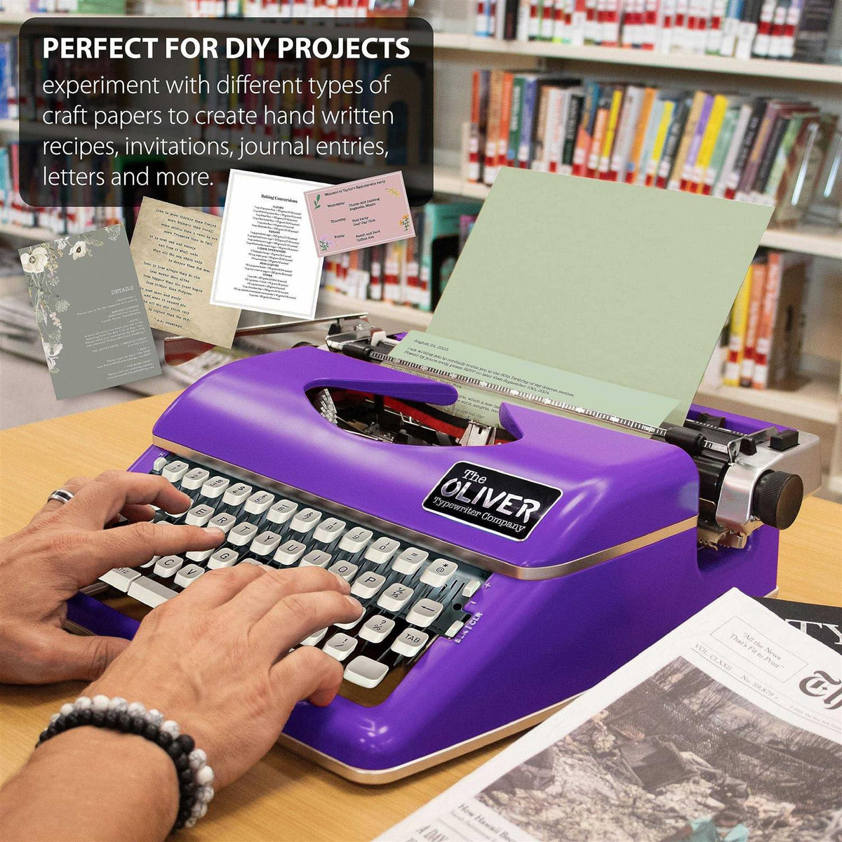 The Oliver Typewriter Company Manual Typewriter, Purple, 11-in Carriage