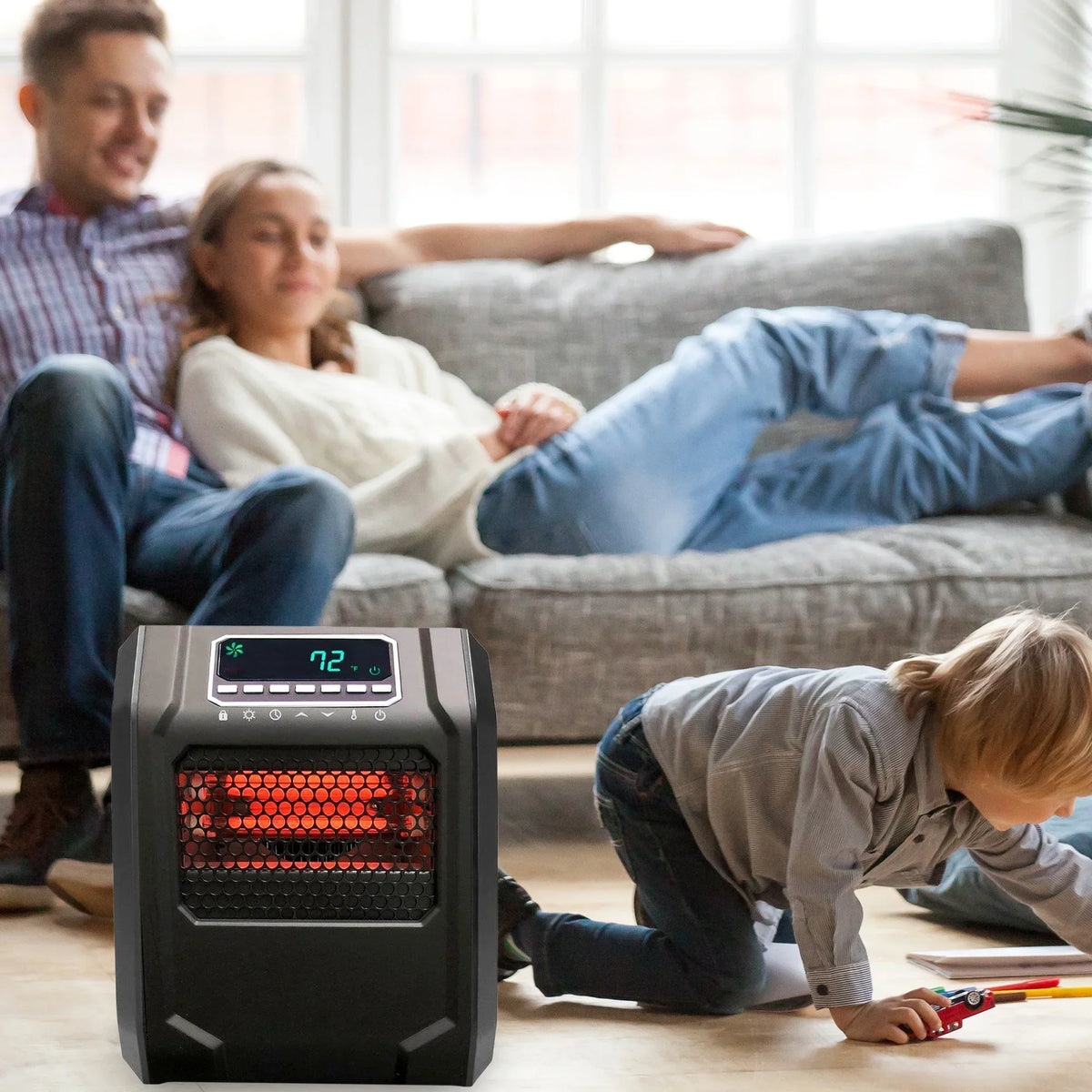 Lifesmart Infrared Quartz Space Heater, 4 Element 1500W, Black