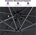 PURPLE LEAF 9 Feet Square Patio Cantilever Umbrella, Light Grey