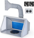Portable Airbrush Spray Booth With Dual Fans, 3 LED Lights And Exhaust Hose