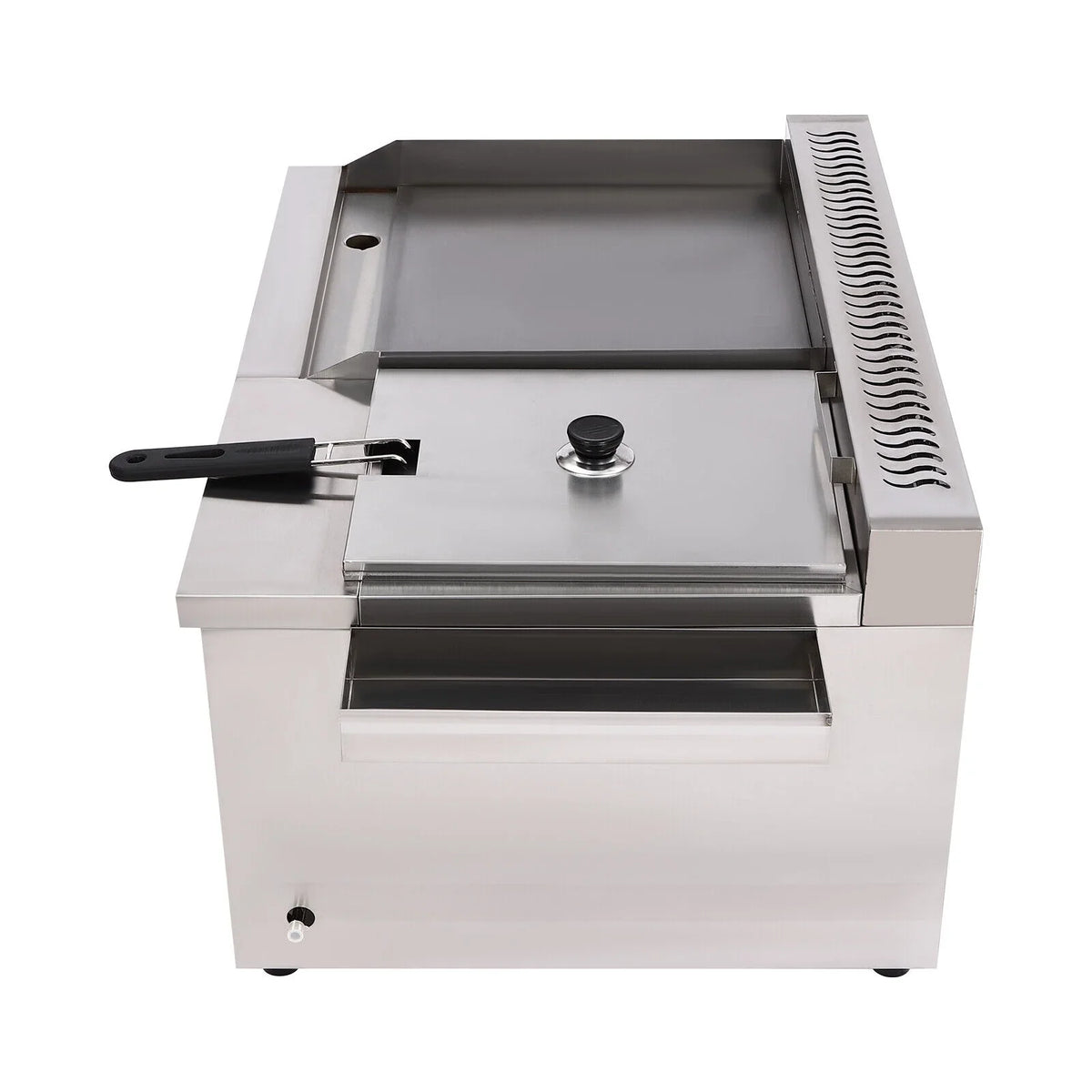 VONZOER Commercial Gas Griddle And Deep Fryer Combo, 2-Burner Stainless Steel, 70x38.5x51cm