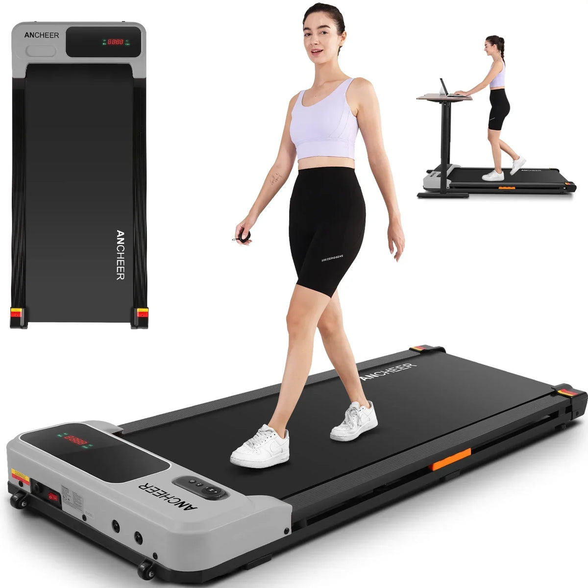 ANCHEER Under Desk Walking Pad Treadmill, 0.6-3.8 MPH, 240 lbs Capacity, 2.5 HP