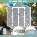 Seizeen Resin Outdoor Storage Shed With Floor, Light Gray, 82 in H
