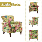 14 Karat Home Wingback Accent Chair, Floral Upholstery, Mustard, 30 x 31 x 32.5 in