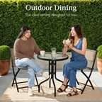 Best Choice Products 3-Piece Patio Bistro Dining Set With Glass Tabletop And Folding Chairs - Gray