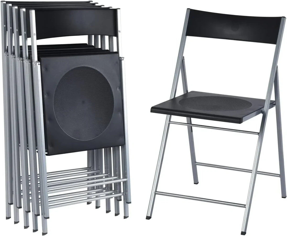 Homylin Commercial Folding Chairs, Pack Of 6, Black, 16.5in D x 18.7in W x 30.5in H