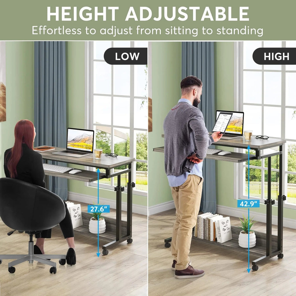 Height-Adjustable Portable Laptop Desk With Keyboard Tray, 43.3in H x 31.5in L x 17in D