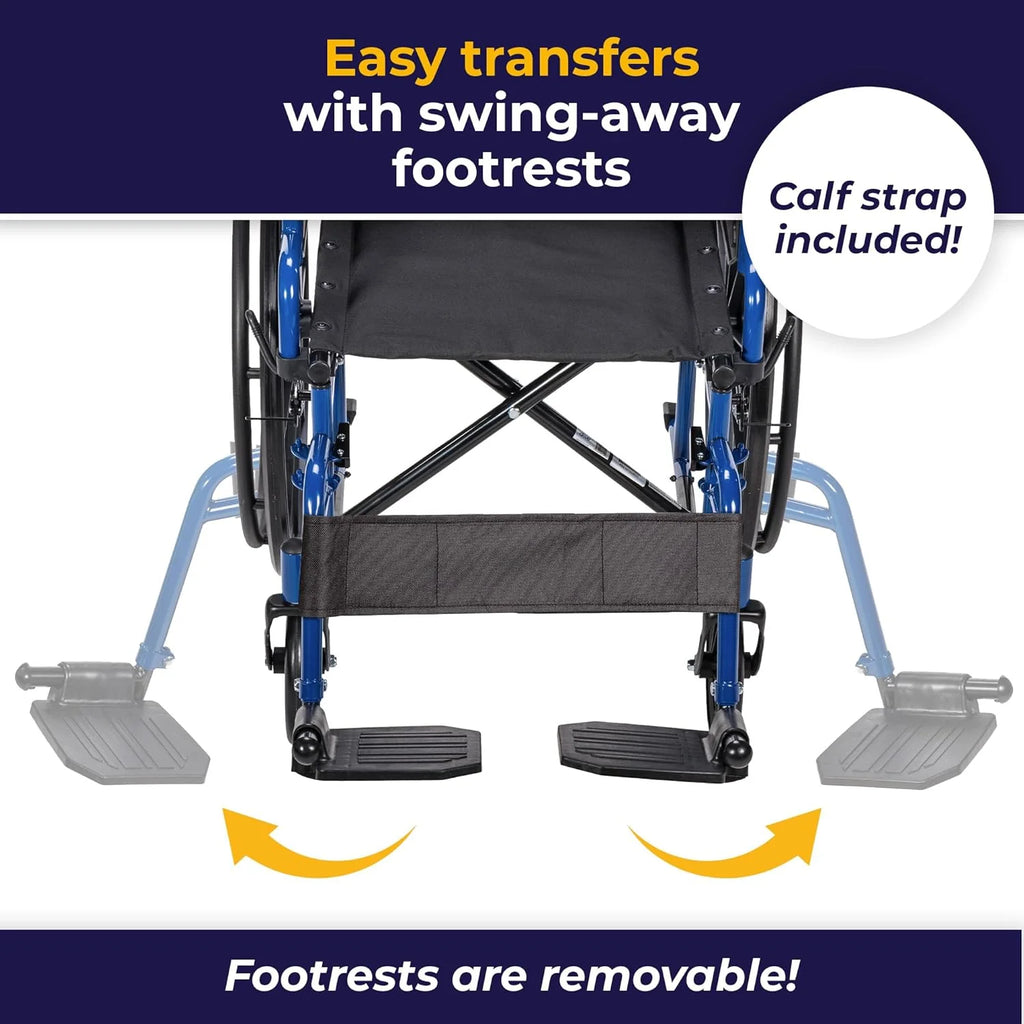 Blue Racing-Style Wheelchair With Swing-Away Footrests, 18 Inches - 530-1-G
